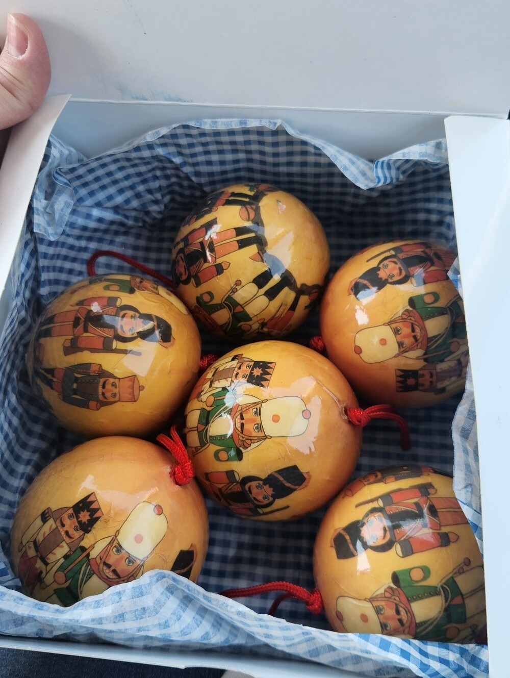 Vintage! Christmas Nutcracker Ball Ornaments Set of 6!
